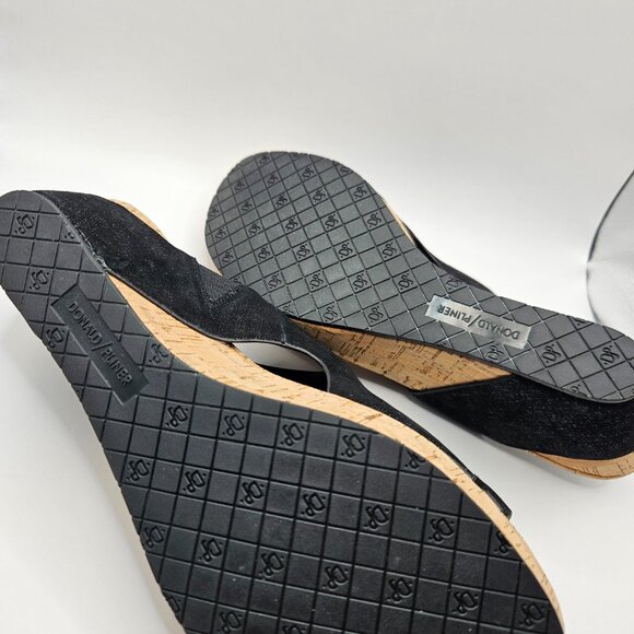 Donald J. Pliner Black Sandals with Cork Wedge - Picture 5 of 10